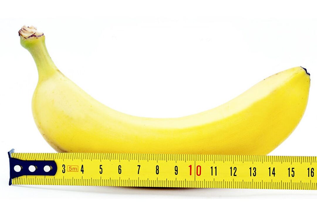 банана со линијар го симболизира мерењето на пенисот по операцијата